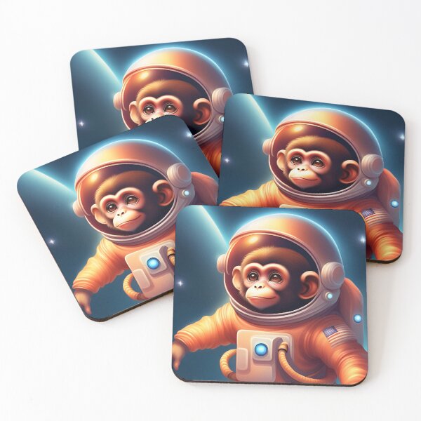 Item preview, A little monkey in a spacesuit is floating in space designed and sold by Lurgi-Print.