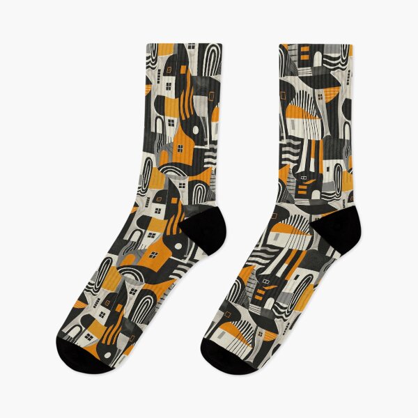 Item preview, Yellow Black Houses Abstract Pattern designed and sold by sheprint.