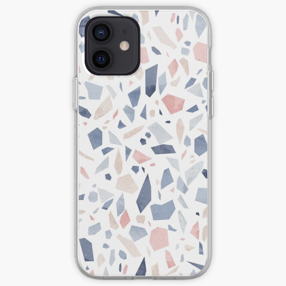 Vintage pastel blue pink beige geometric terrazzo pattern iPhone Case & Cover