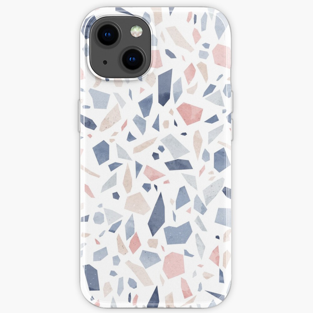 Coque iPhone « Motif géométrique terrazzo vintage pastel bleu rose beige»