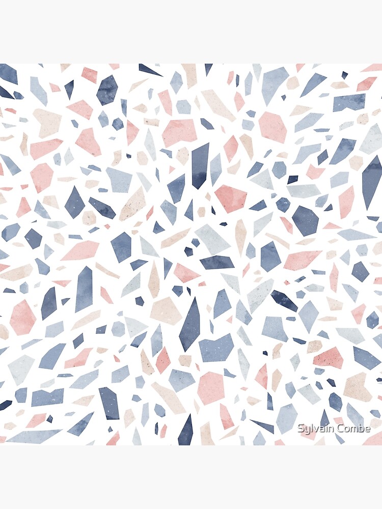 Vintage pastel blue pink beige geometric terrazzo pattern by SylvainCombe
