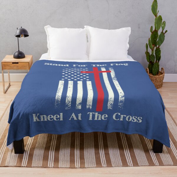 Item preview, Stand For The Flag - Kneel At The Cross | American Christian Red White & Blue Flag w/ Cross designed and sold by ASeasonalFlair.