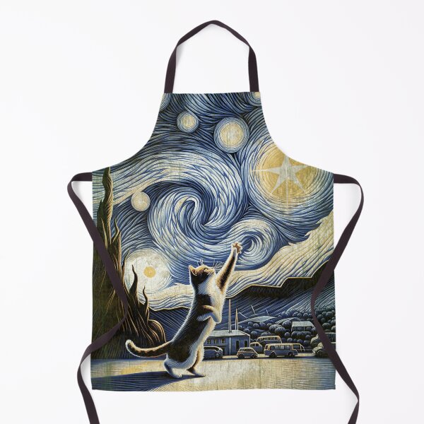 Item preview, Cat in the nigth with star and bats, impressionism, famous painting, Starry Night Style Van Gogh painting Cat Lover designed and sold by Collagedream.