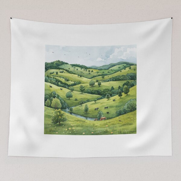 Item preview, Serene Green Hills Landscape Art designed and sold by Mr-whiteBG.