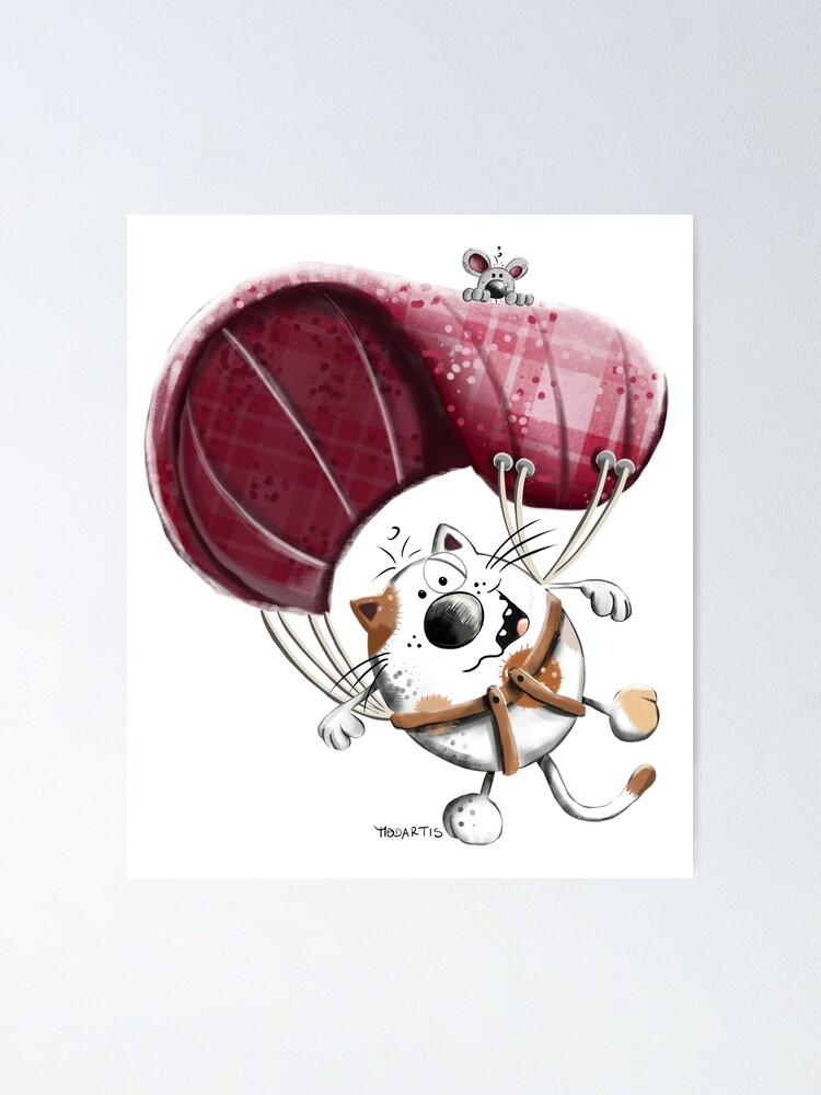 Flying Paragliding Cat Cartoon Flying Paragliding Cat Cartoon