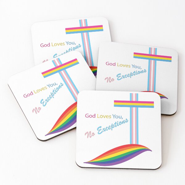 Item preview, LGBTQIA+ Christian God Loves You, No Exceptions, pride flags cross on a rainbow hill designed and sold by NobizArtwerkz.