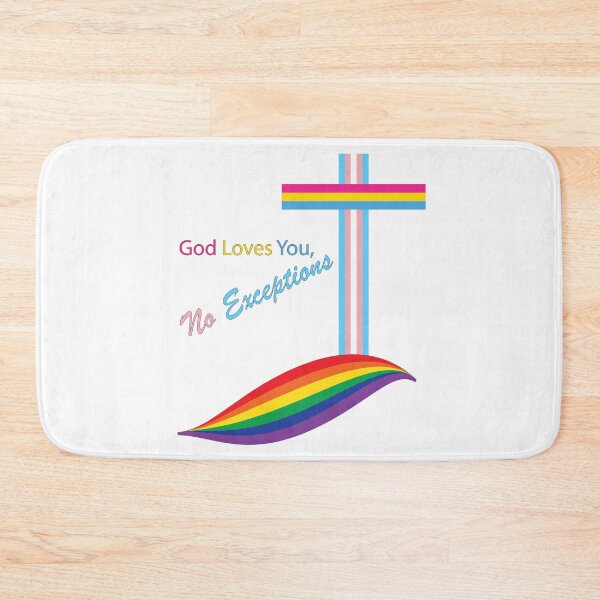 Item preview, LGBTQIA+ Christian God Loves You, No Exceptions, pride flags cross on a rainbow hill designed and sold by NobizArtwerkz.