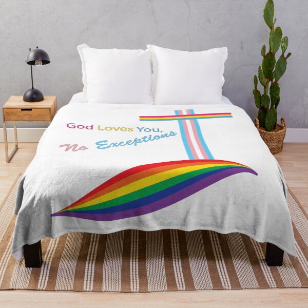 Item preview, LGBTQIA+ Christian God Loves You, No Exceptions, pride flags cross on a rainbow hill designed and sold by NobizArtwerkz.