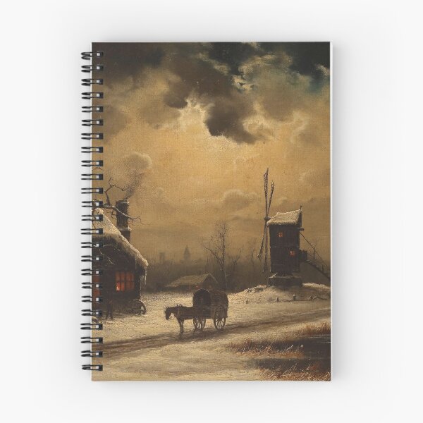 Item preview, Horse and Wagon in a Frozen Dutch Landscape Lit by the Moon - Niels Hans Christiansen designed and sold by darkgothicart.