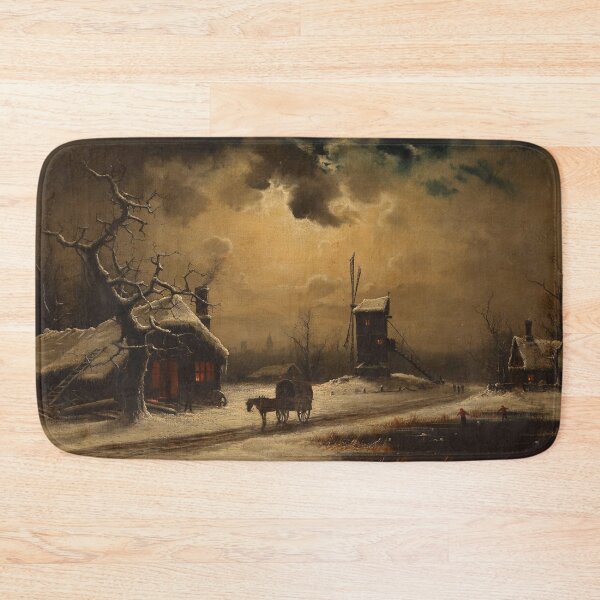 Item preview, Horse and Wagon in a Frozen Dutch Landscape Lit by the Moon - Niels Hans Christiansen designed and sold by darkgothicart.