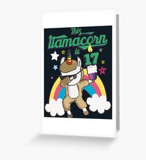 Dabbing Llamacorn Alpaca Llama Unicorn 17TH Birthday Greeting Card