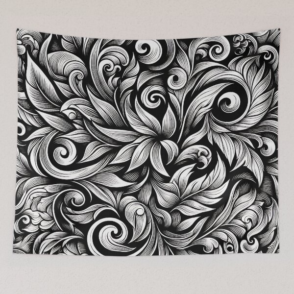 Item preview, Black and white flower pattern designed and sold by Haji  Kamora.