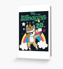 Dabbing Llamacorn Alpaca Llama Unicorn 20TH Birthday Greeting Card