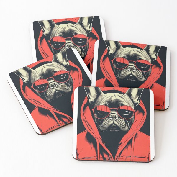 Item preview, Frenchie in Red Hoodie - French Bulldog Hoodie designed and sold by luvandsocial.