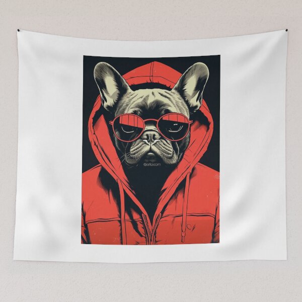 Item preview, Frenchie in Red Hoodie - French Bulldog Hoodie designed and sold by luvandsocial.