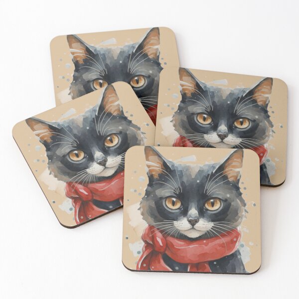 Item preview, Winter Cat, Christmas Vibe, Watercolor Cat designed and sold by Cr320.