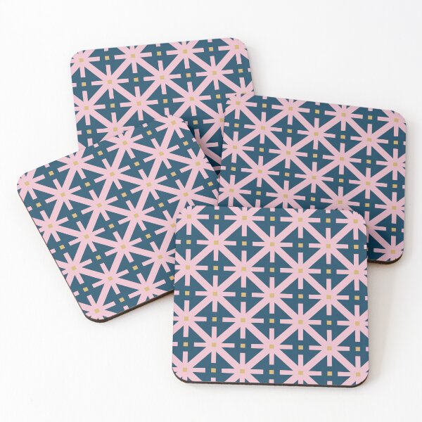 Item preview, Retro Modern Pink and Inky Blue Geometric Diamond Mesh Line Pattern designed and sold by scome.
