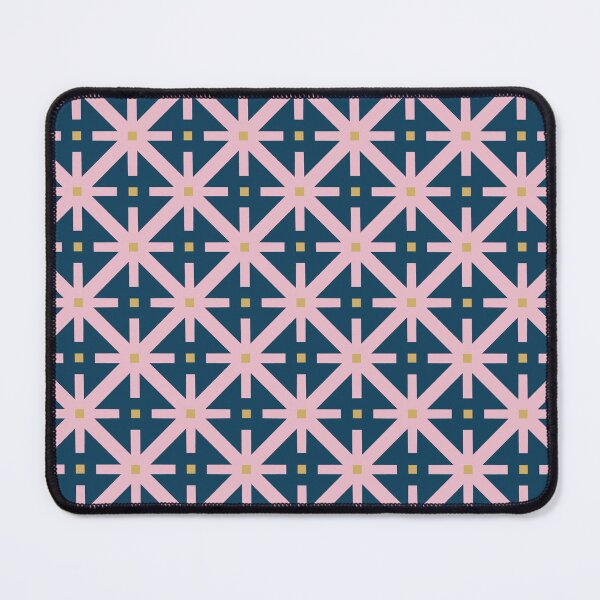 Item preview, Retro Modern Pink and Inky Blue Geometric Diamond Mesh Line Pattern designed and sold by scome.
