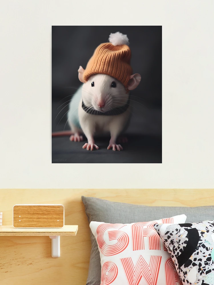 Oliver” Hipster Rat in Burnt Orange Knit Beanie