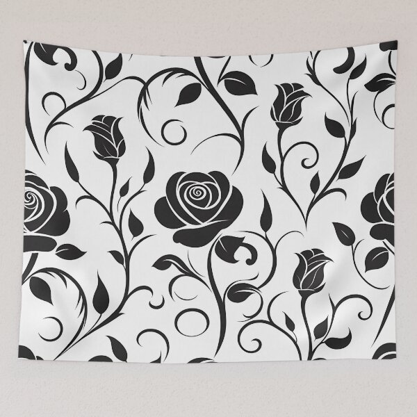 Item preview, Black and white flower pattern designed and sold by Haji  Kamora.