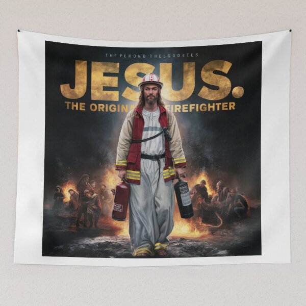 Item preview, CUTE JESUS THE ORIGINAL FIREFIGHTER designed and sold by Obinne.