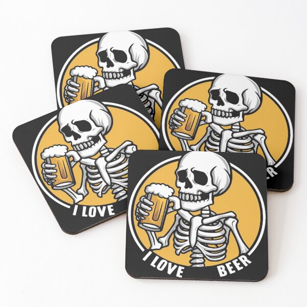 Item preview, Drunk Skull Drinking Skeleton I love beer designed and sold by Cr320.
