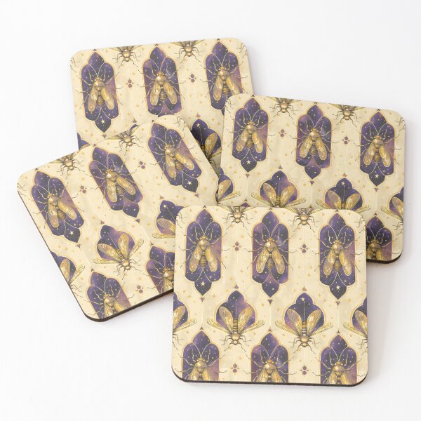 Item preview, Golden Insect Pattern on Midnight Blue designed and sold by VoyteksDesigns.