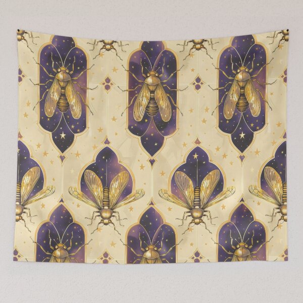 Item preview, Golden Insect Pattern on Midnight Blue designed and sold by VoyteksDesigns.