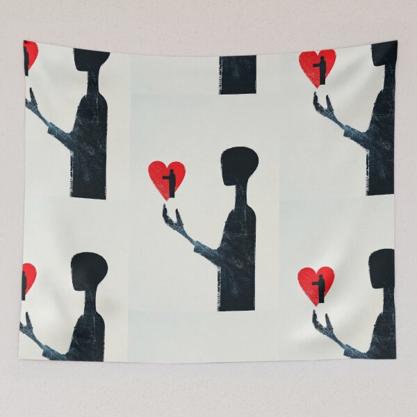 Item preview, Red Heart in Hand - Minimalist Illustration  designed and sold by Piotrek0001.