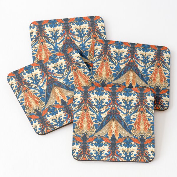 Item preview, Ornate Dragonfly and Floral Pattern in Rich Blue and Orange designed and sold by VoyteksDesigns.