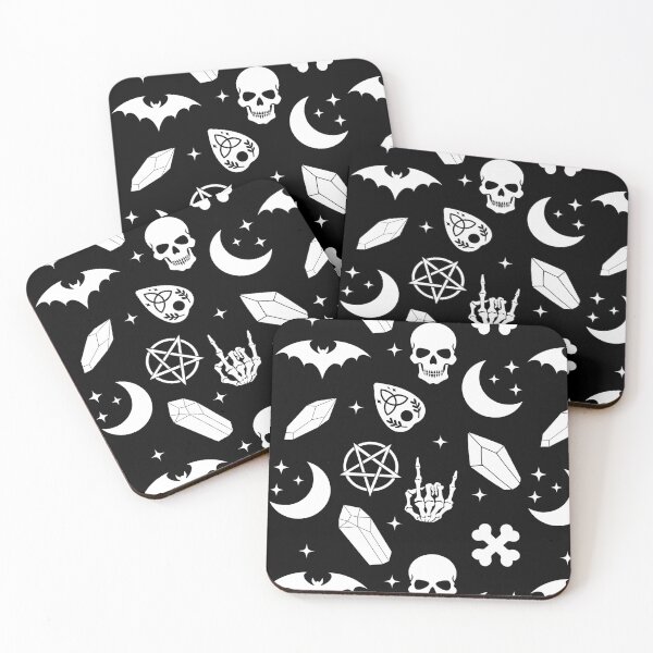 Item preview, Goth Witchy Witchore Occult Pattern with Skulls Skeleton and Pentagram designed and sold by StudioWhimsey.