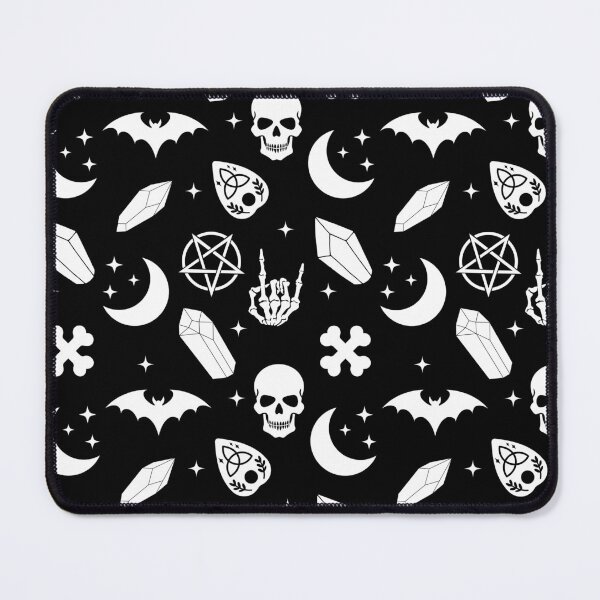 Item preview, Goth Witchy Witchore Occult Pattern with Skulls Skeleton and Pentagram designed and sold by StudioWhimsey.