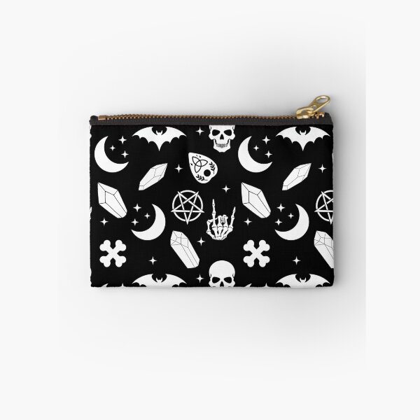 Item preview, Goth Witchy Witchore Occult Pattern with Skulls Skeleton and Pentagram designed and sold by StudioWhimsey.