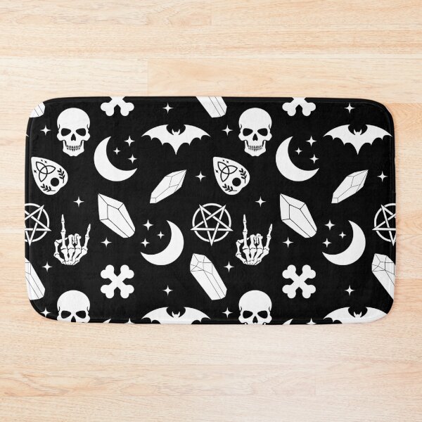 Item preview, Goth Witchy Witchore Occult Pattern with Skulls Skeleton and Pentagram designed and sold by StudioWhimsey.