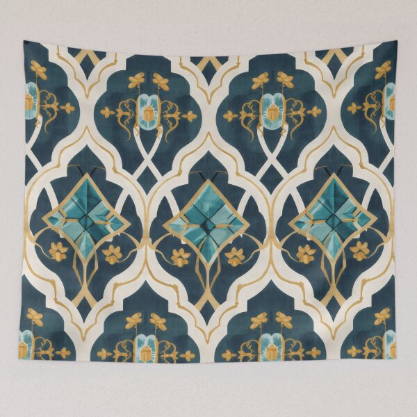 Item preview, Elegant Blue and Gold Insect Pattern designed and sold by VoyteksDesigns.