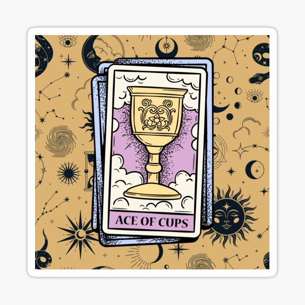 Item preview, Witchy Aesthetic Ace of Cups Tarot Card Moon Sun designed and sold by WildWoodlandWitch.