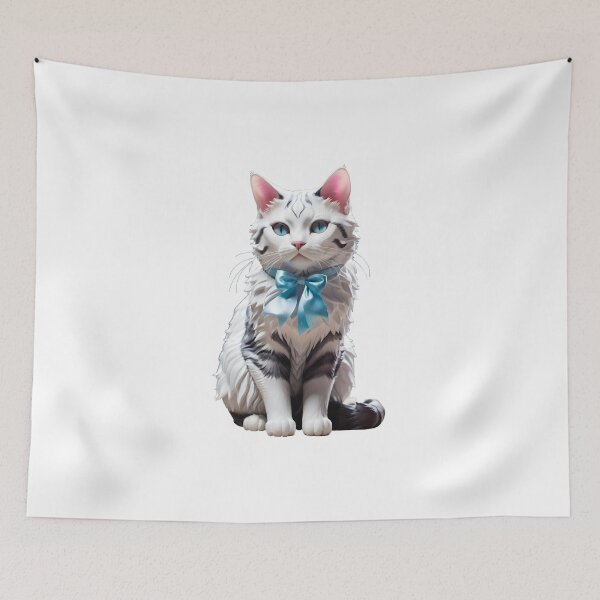 Item preview, Cute Cat Design with Blue Ribbon designed and sold by musa ibrahim kılıç.