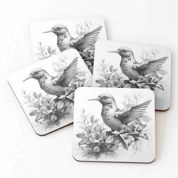 Item preview, Black and White Bird Pencil Drawing designed and sold by Pencil-Art.