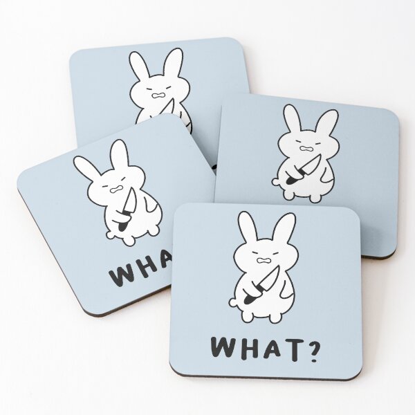 Item preview, What? | Illustration of a Cute Rabbit Holding a Knife designed and sold by RM-Journey.