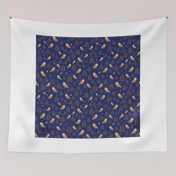 Item preview, Owl flower pattern navy designed and sold by snowyowls.