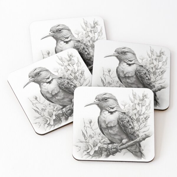 Item preview, Black and White Bird Pencil Drawing designed and sold by Pencil-Art.