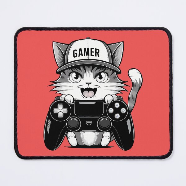 Item preview, Geek gamer monochrome cat in cap designed and sold by LV-creator.