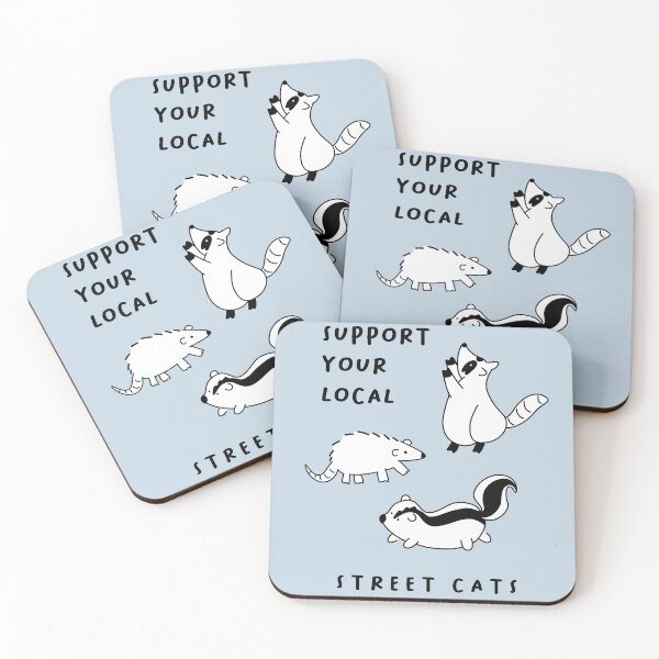Item preview, Support your local street cats | Cute Illustration of a raccoon, an opossum, and a skunk designed and sold by RM-Journey.