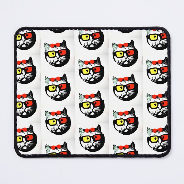 Item preview, Cartoon stencil cat with red bow and 3d glasses designed and sold by cheekylorns.