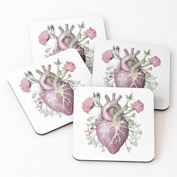 Item preview, Enchanted Heart Cutout: Vintage Floral Anatomy in Pink and Purple Hues designed and sold by EmeraldeaArt.
