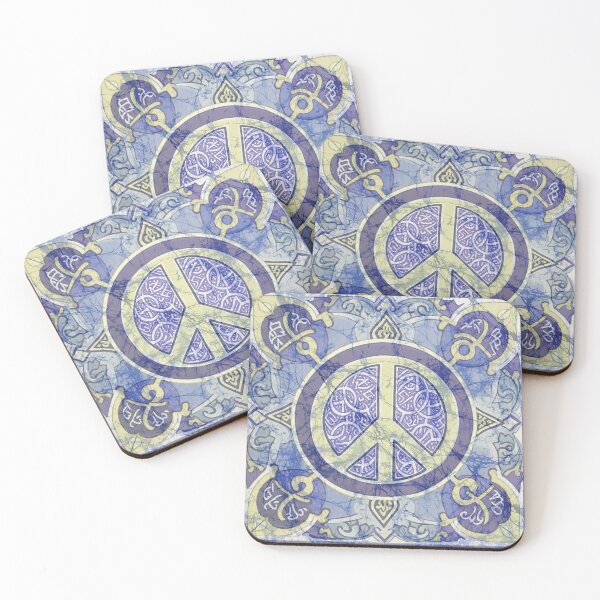Item preview, Purple batik Peace sign Islamic Judaica design No War protest Israel Palestine designed and sold by AuroraXGreen.