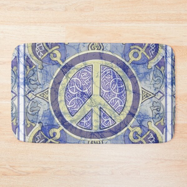 Item preview, Purple batik Peace sign Islamic Judaica design No War protest Israel Palestine designed and sold by AuroraXGreen.