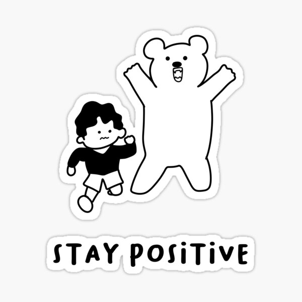 Artikel-Vorschau von Bleib positiv | Lustige Illustration eines Jungen, der Angst vor einem Bären hat, designt und verkauft von RM-Journey.