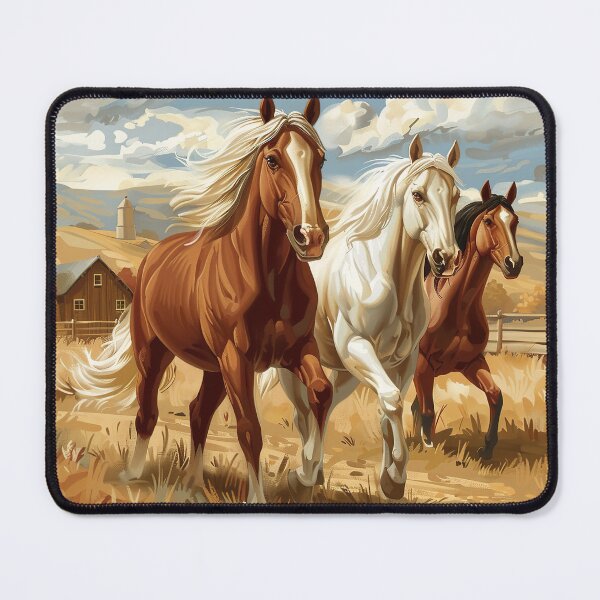 Item preview, Horses galloping on farm designed and sold by Inktown.