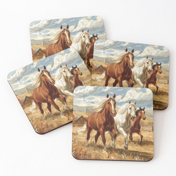 Item preview, Horses galloping on farm designed and sold by Inktown.
